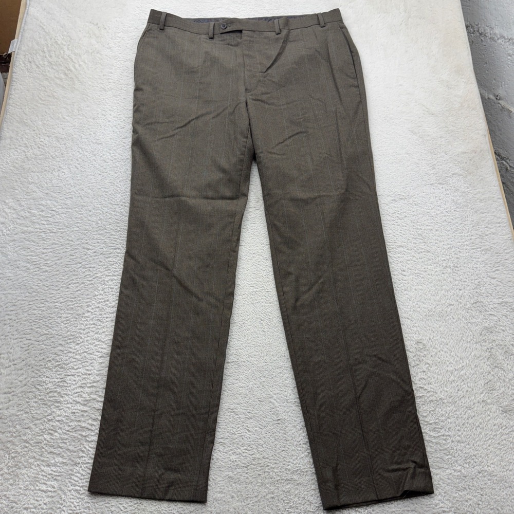 Lauren Ralph Lauren Mens Brown Glen Plaid Wool Blend Dress Pants 40W 34L